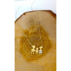 Κολιέ Σε Κίτρινο Χρυσό 14Κ Οικογένεια με ζιργκόν στο ένα μέλος (N229)